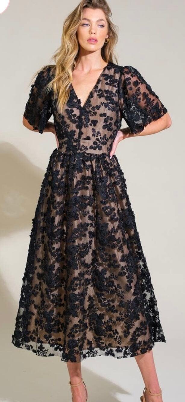 Flying Tomato Unique Vintage Black Cynthia Lace Swing Dress S NWOT